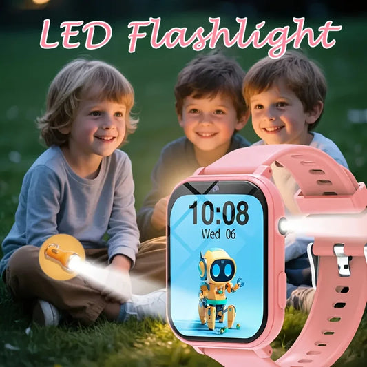 Kids Sports Smartwatch Ages 3-14: 18 Educational Games, Touchscreen Music Player, Purple Silicone Strap for Daily & Outdoor Use