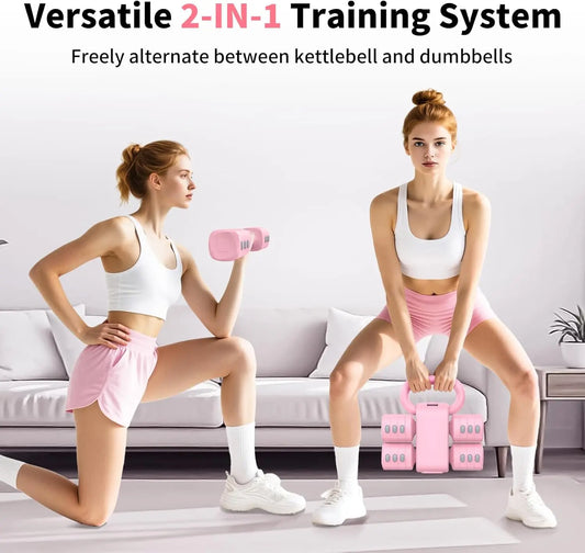Adjustable Dumbbells Set with Kettlebell, 4 Weight Levels 2.2-5.5lb Each for Home Gym Training