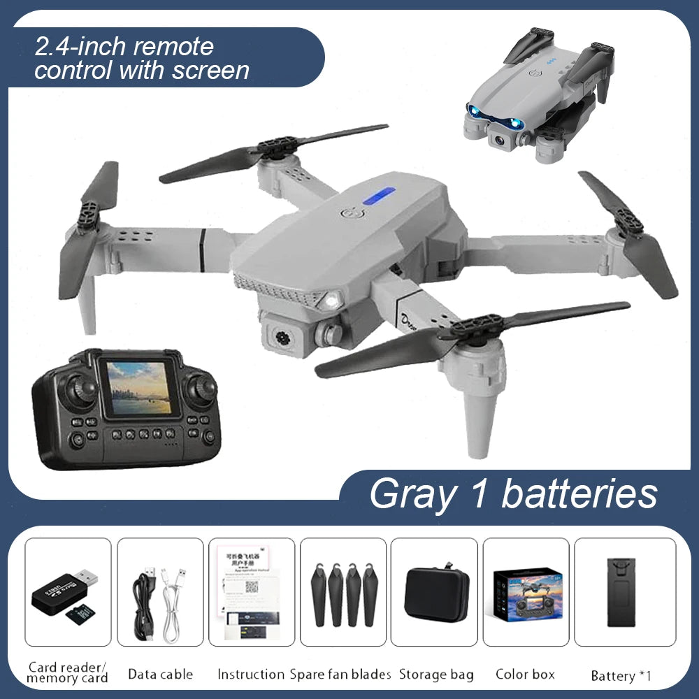 E88 4K professional and videography Aerial Drone with Large screen on remote control long distance children's toys