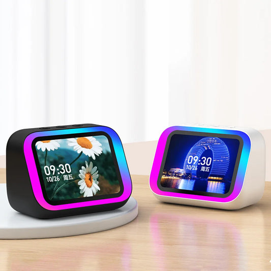 Smart Speaker Voice Assistant Portable BT Speaker with RGB Lights for Bedroom Living Room