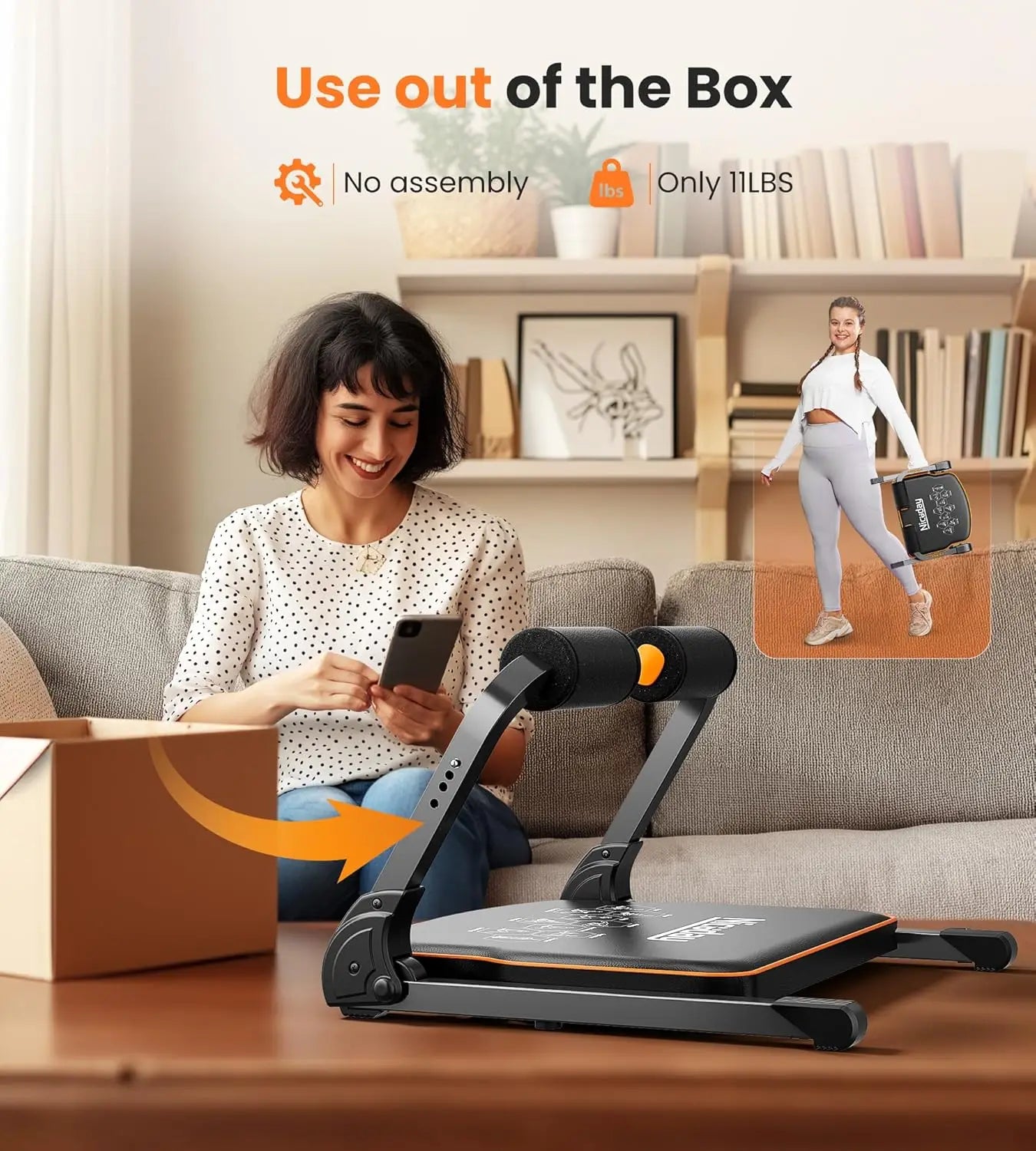 Home Ab Trainer with Resistance Bands, 330 LBS Capacity, Adjustable Sit Up Machine for Core Workouts