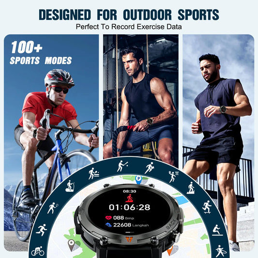 LaNikar KE3 Black Bluetooth Call Smart Watch Men Full Touch Screen Health Monitor With Flashlight Men SmartWatch For ios Androi