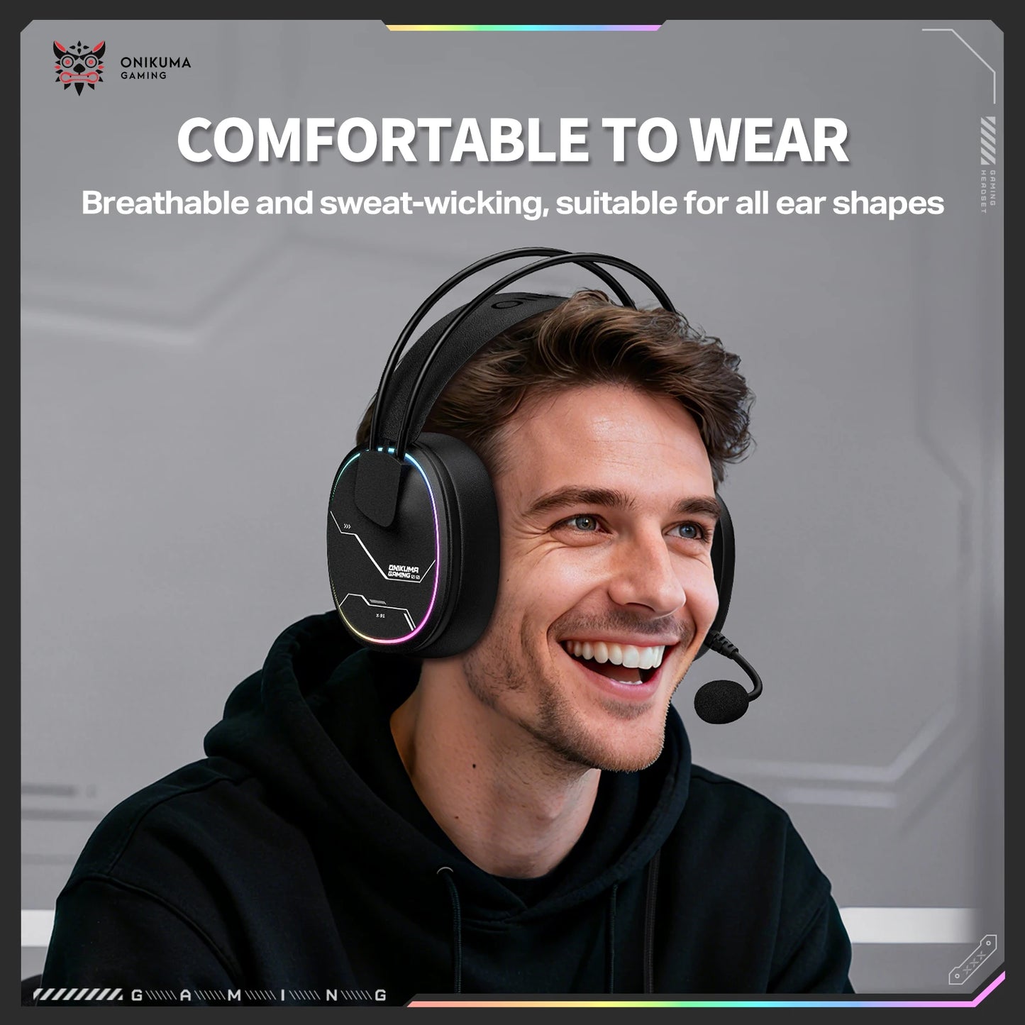 ONIKUMA X91 Gaming Headset Hi-Fi Surround Sound/USB Sound Card for PC PS Wired Gaming Headset Ergonomic Design