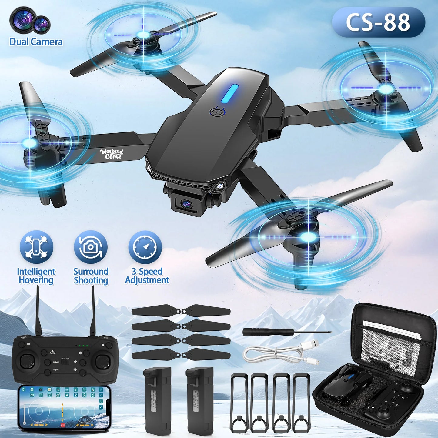 Beginner-friendly E88E99 drones, high-end drones, and foldable remote-controlled drones equipped with cameras