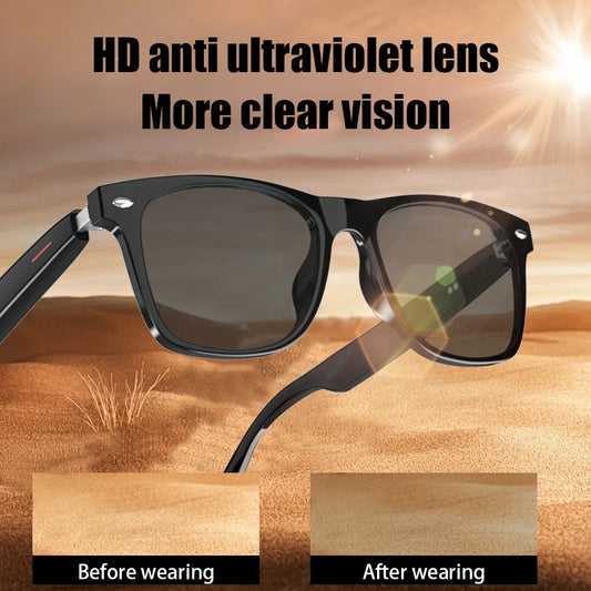 LAXASFIT Smart Bluetooth Glasses Sunglasses Talking Outdoor Sports Headset UV Protective Eyewear for Men and Women Holiday Gift