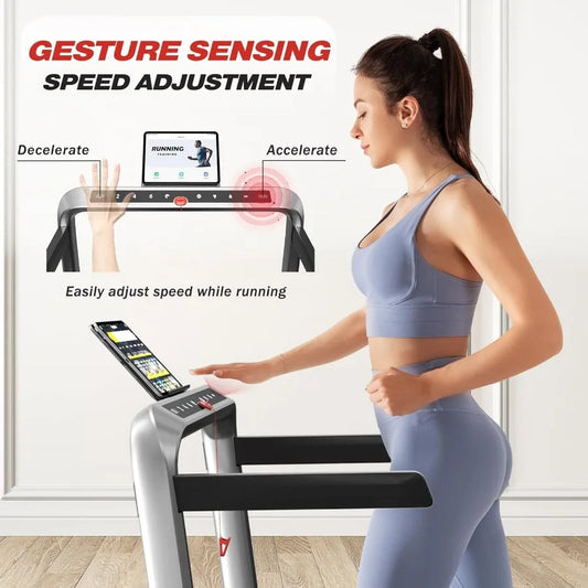 Home Walking Pad Treadmill with Incline 2.5HP Folding Treadmill 330LBS Capacity 2-in-1 Portable Walking Pad with Handle Bar Ges