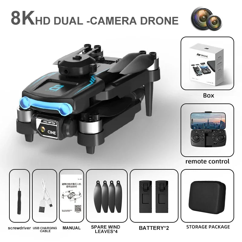 New F169 8K HD Dual Camera Dron  WIFI FPV RC Drone Professional Height Hold Four Side Obstacle Avoidance Foldable Quadcopter