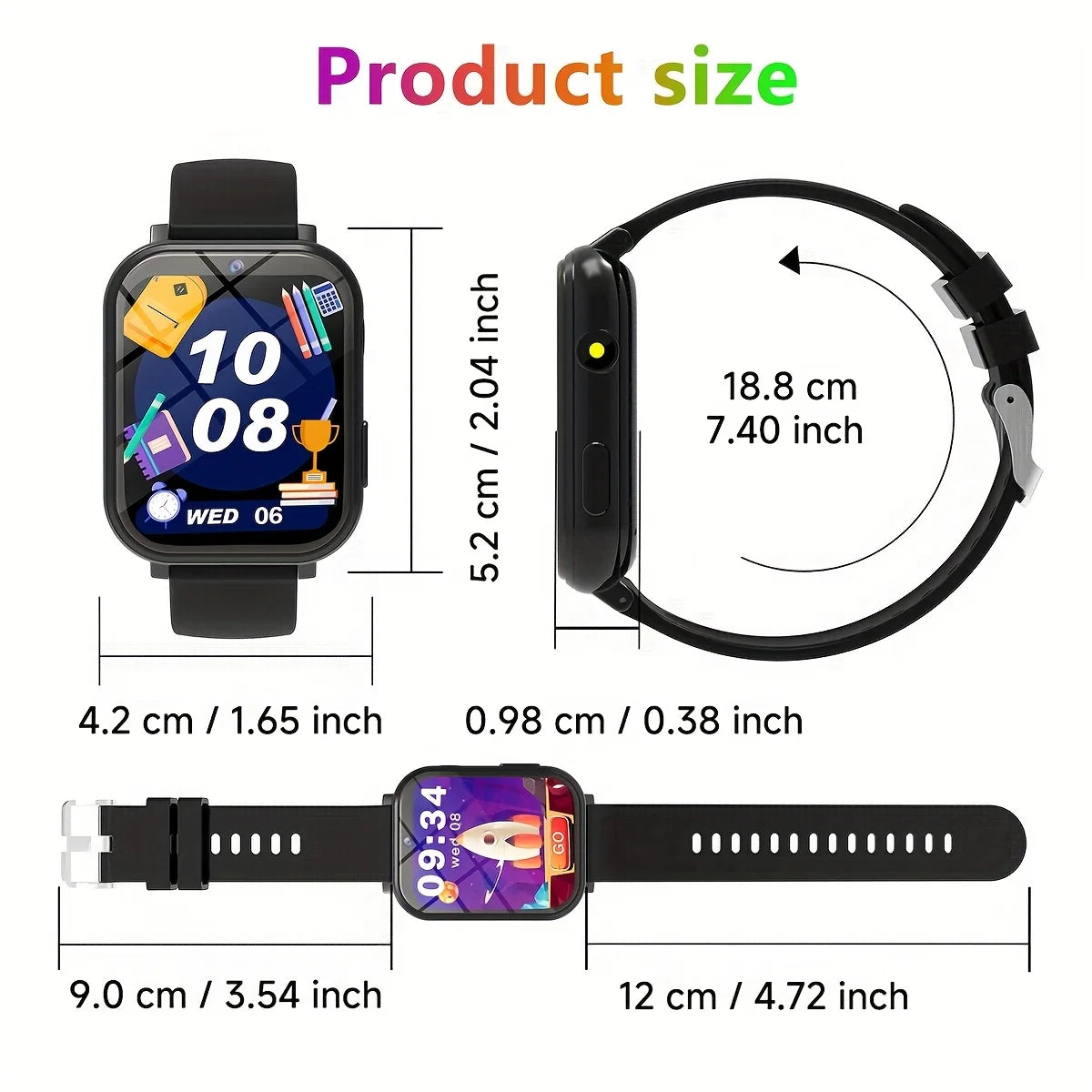 Kids Sports Smartwatch Ages 3-14: 18 Educational Games, Touchscreen Music Player, Purple Silicone Strap for Daily & Outdoor Use