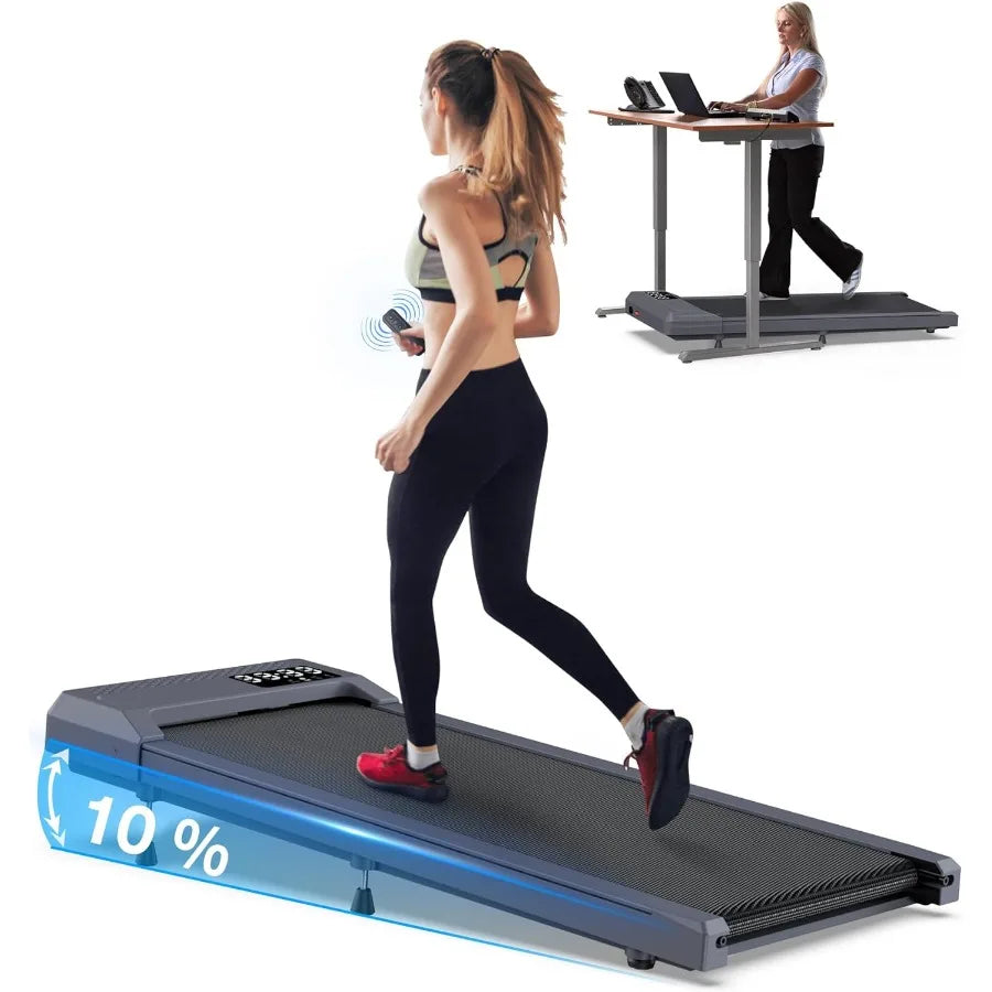 10 Incline Walking Pad with Handle Bar for Home and Office Use Foldable Treadmill with Voice Control Under Desk Treadmill for C