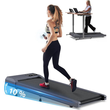 10 Incline Walking Pad with Handle Bar for Home and Office Use Foldable Treadmill with Voice Control Under Desk Treadmill for C