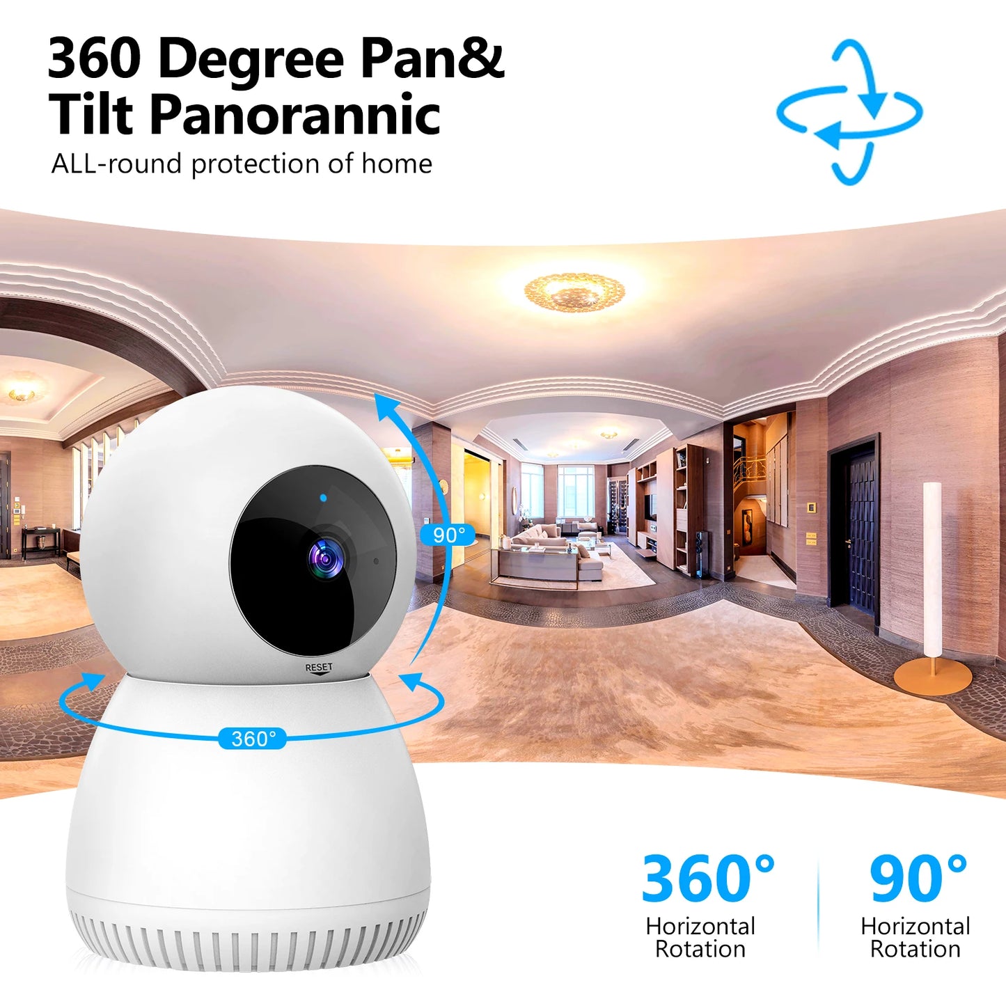 Noahtec Small Security Cam ,2K Pet Camera with Phone App ,360° Pan Wifi Camera Human Detection Night Vision Security Protection