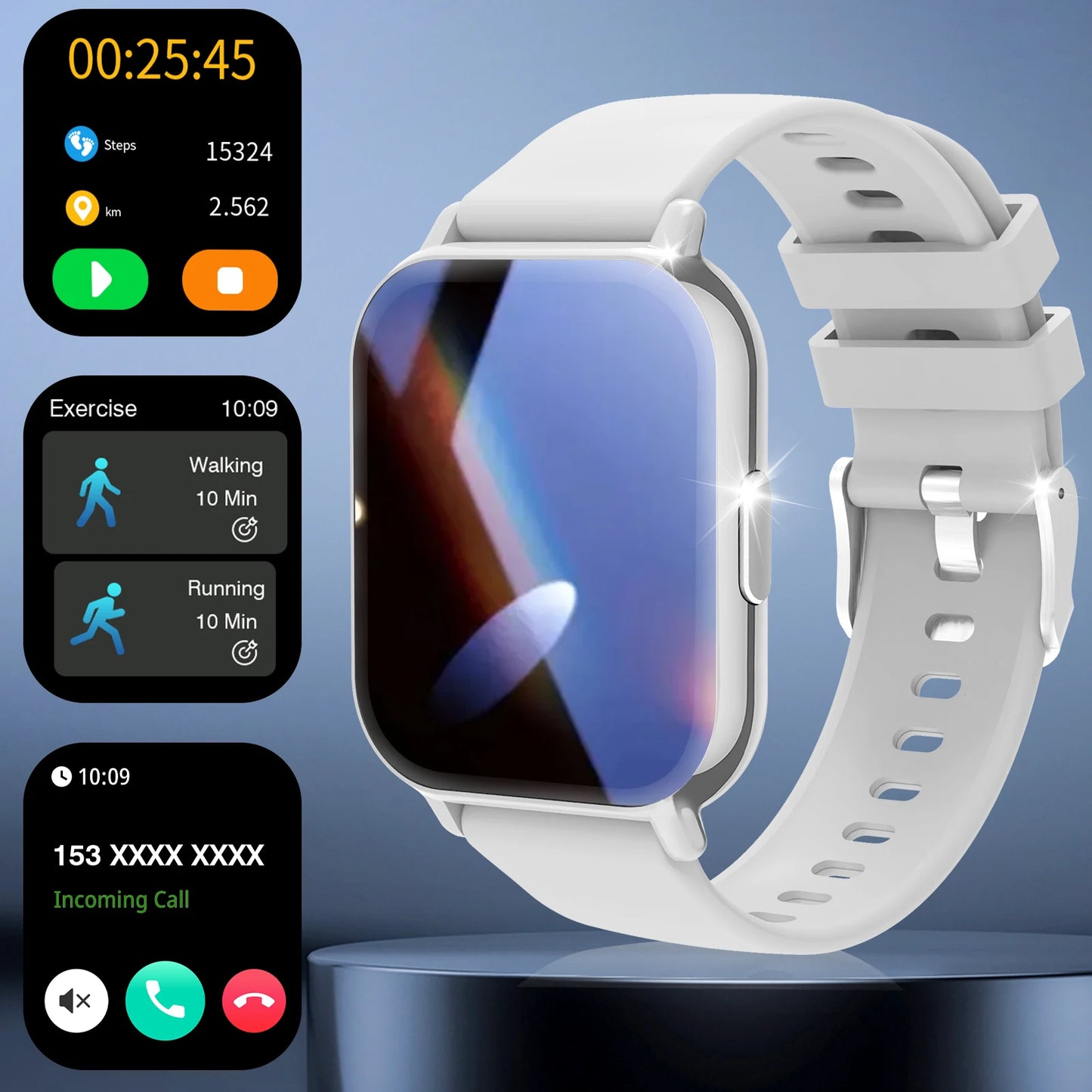 Smart watch, wireless calling /dial,for iPhone/Andriod, multi -Sport mode, calling reminder and rejection, SMS reminder
