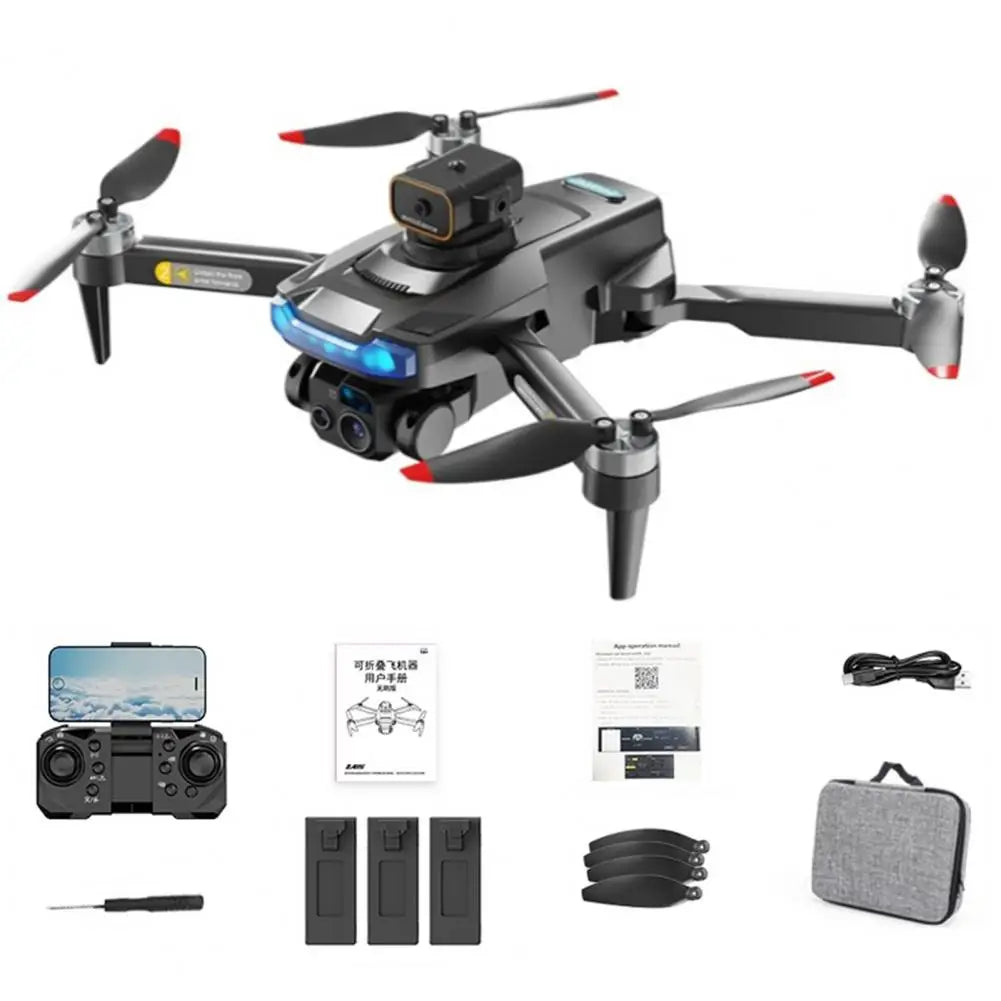 1 Set Remote Control Drone with Camera Brushless Motor Drone Obstacle Avoidance Foldable 360 Degrees Flip WiFi RC Quadcopter Toy