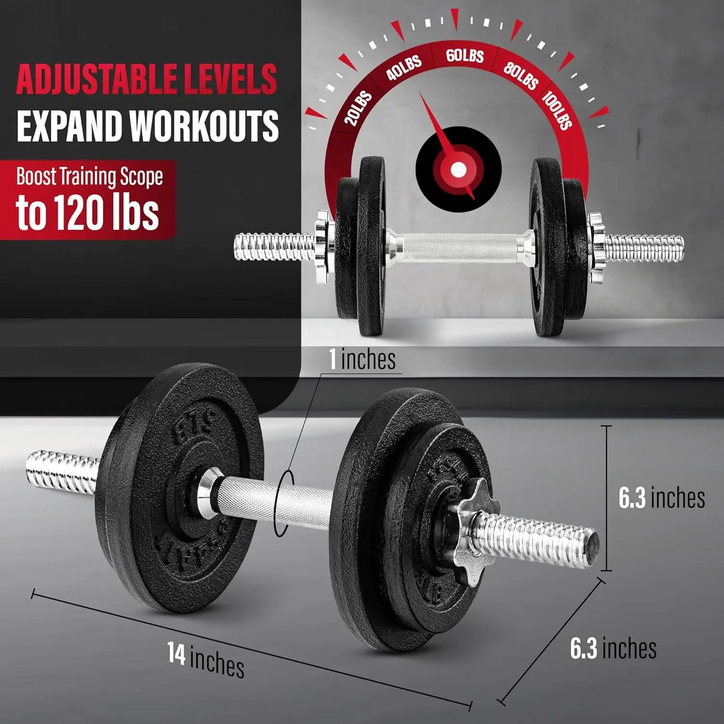 Old School Adjustable Dumbbell Set with Weight Plates Star Lock Collars Connector 40lbs to 200lbs Adjustable Weight Plates Set