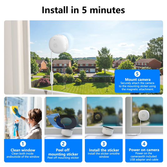 Wansview 3MP 2K Window Camera 2.4G WiFi Indoor Cameras For Home Security Color Night Vision Motion Detection 24/7 Recording