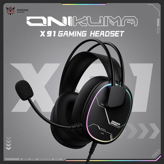 ONIKUMA X91 Gaming Headset Hi-Fi Surround Sound/USB Sound Card for PC PS Wired Gaming Headset Ergonomic Design