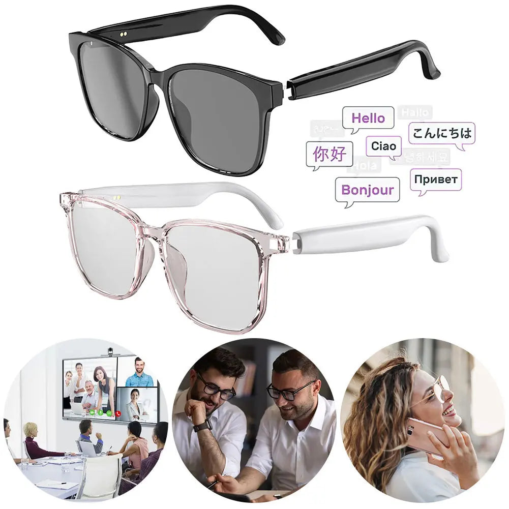 Smart Translation Glasses Wireless Bluetooth Earphones Auto Voice Translation Audio Glasses 75 Languages AI Translator Glasses