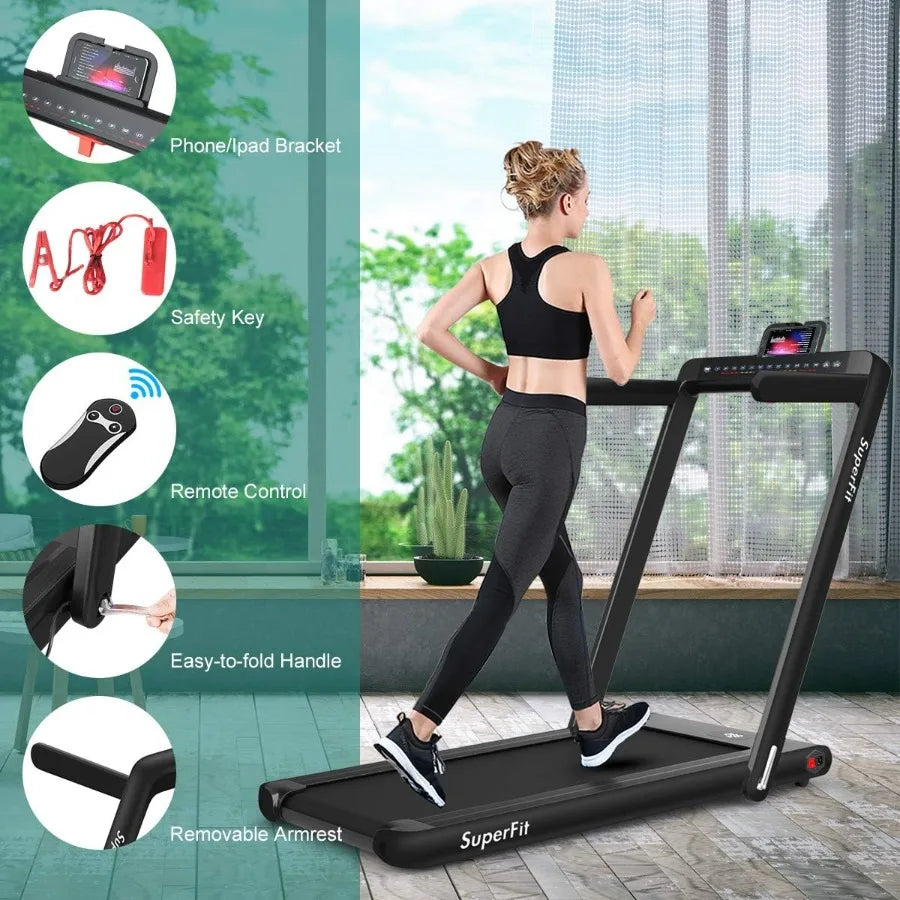 Walking Pad 2.25HP Dual Display Foldable Treadmill for Home with Remote/Smart App Control Portable Compact Treadmill for Office
