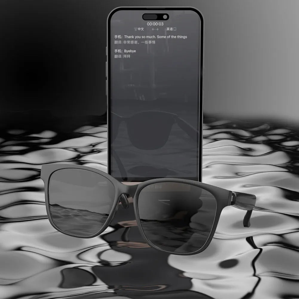 Smart Translation Glasses Wireless Bluetooth Earphones Auto Voice Translation Audio Glasses 75 Languages AI Translator Glasses