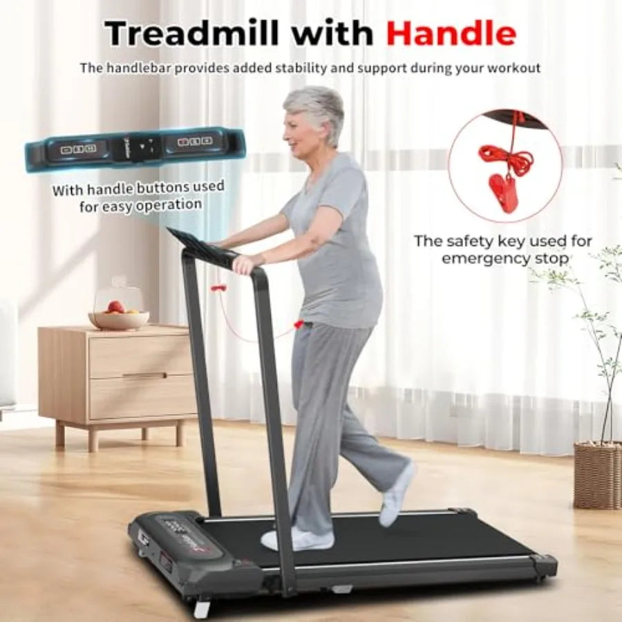 Foldable Treadmill for Home Portable Walking Pad with Handle Manuall/Auto/No Incline 2.5HP Treadmill with 265 Lbs Black/White