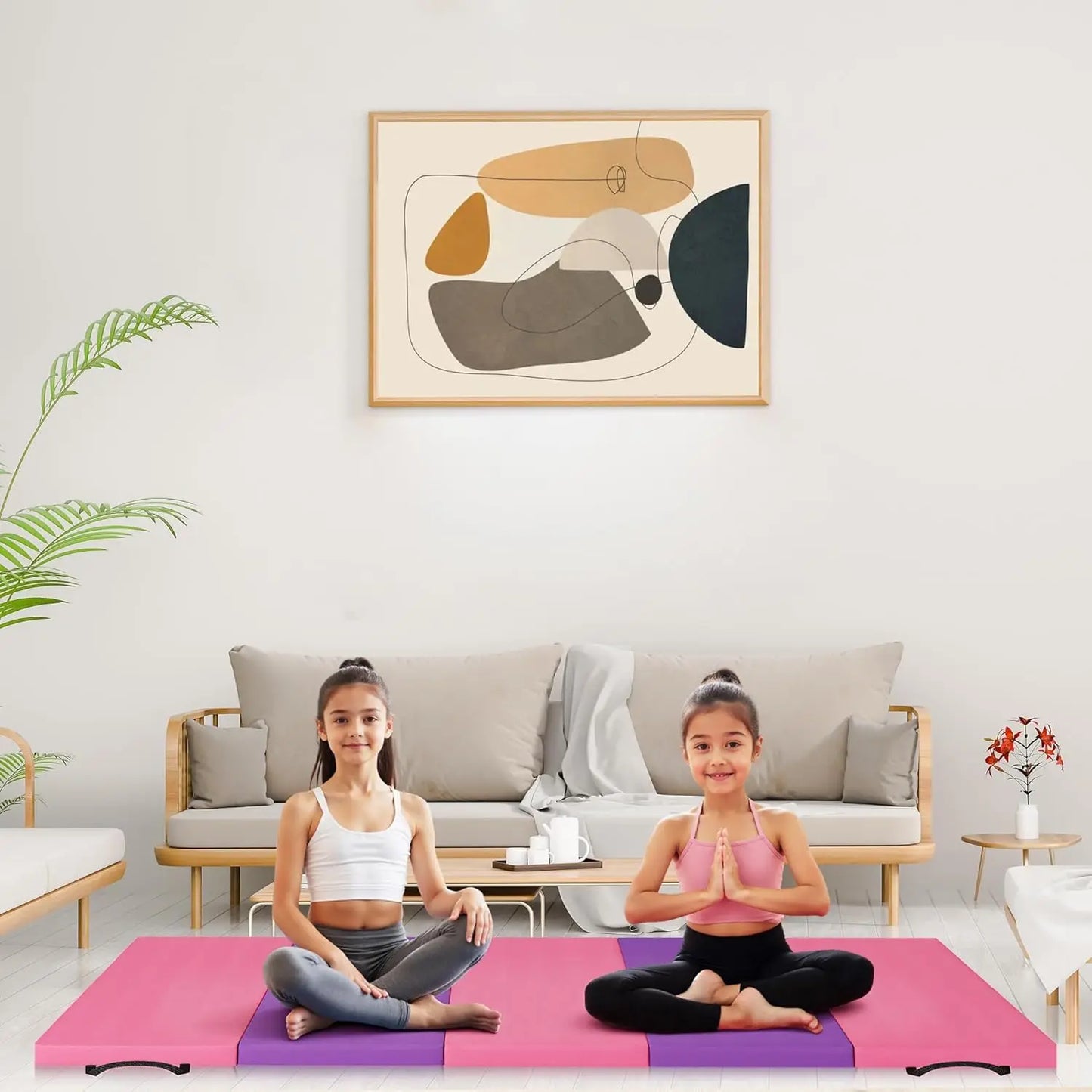 Folding Gym Mat Thicken Extra Firm High Density Tumbling Exercise Mat for Home Gym,Gymnastics,Martial Arts,Yoga&Pilates,Non-Slip
