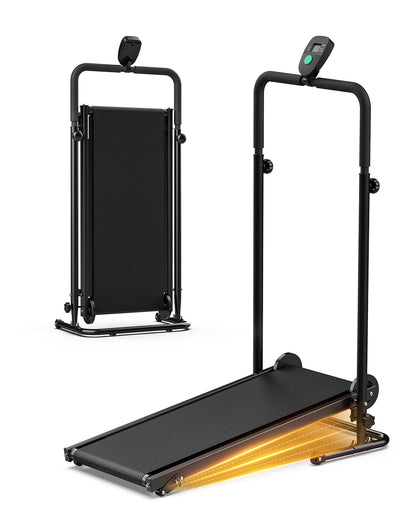 Non-Electric Treadmill with Dual Flywheel & Fixed Incline - Motorless Treadmill with LCD Monitor,Non-Slip Belt,for Home/Gym Use