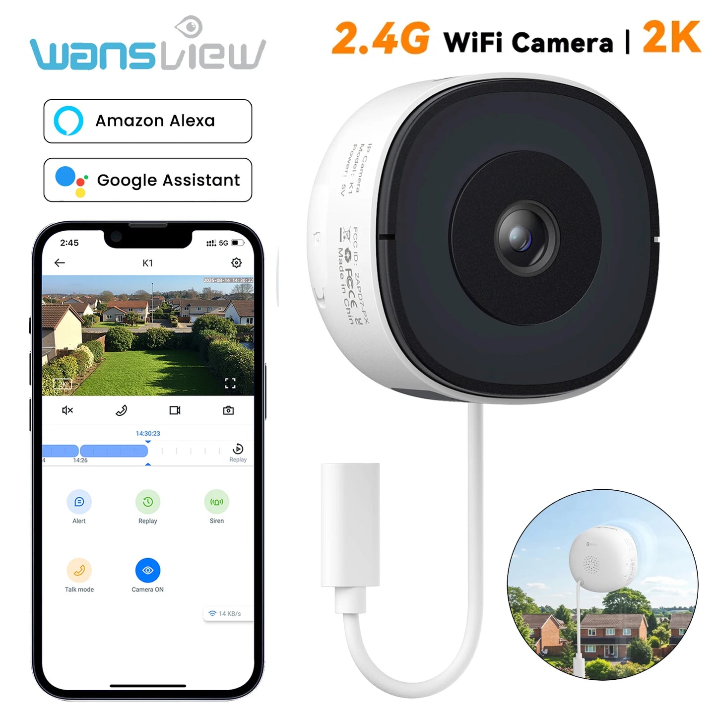 Wansview 2K 3MP Window Camera WIFI Wireless Security Camera Full   Color Night Vision 2-Way Audio Motion Detect Surveillance