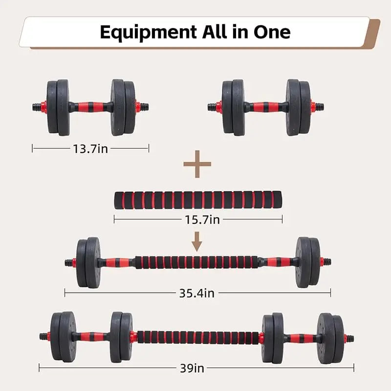 4-in-1 Adjustable Dumbbell Set with Barbell, Kettlebell & Push-Up Stand for Home Gym Fitness