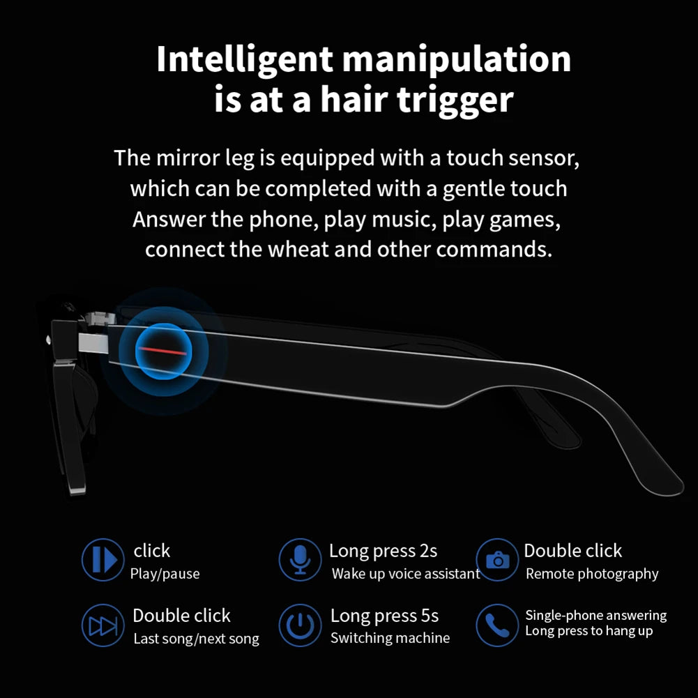 Smart Glasses AI Voice Assistant Outdoor Sport Glasses with Camera Remote Shooting Open Ear Sound Mic & Speakers for Men & Woman