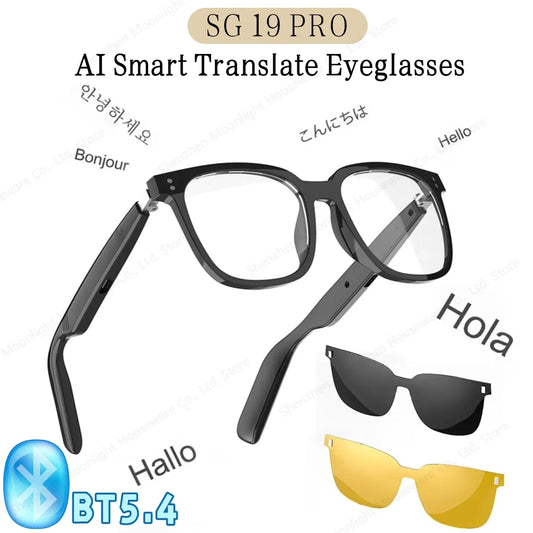 AI Smart Glasses Multifunction Camera Bluetooth BT 5.4 Call Voice Assistant Glasses Magnetic Translate Glasses for Men Women