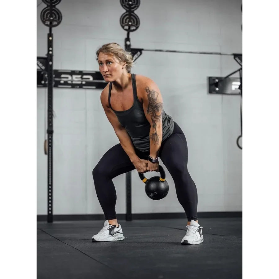 Single Kettlebells 5lb to 50lb Range Cast Iron Strength Training Equipment for Home Gym Adjustable Weight Power Workout Tool Fr