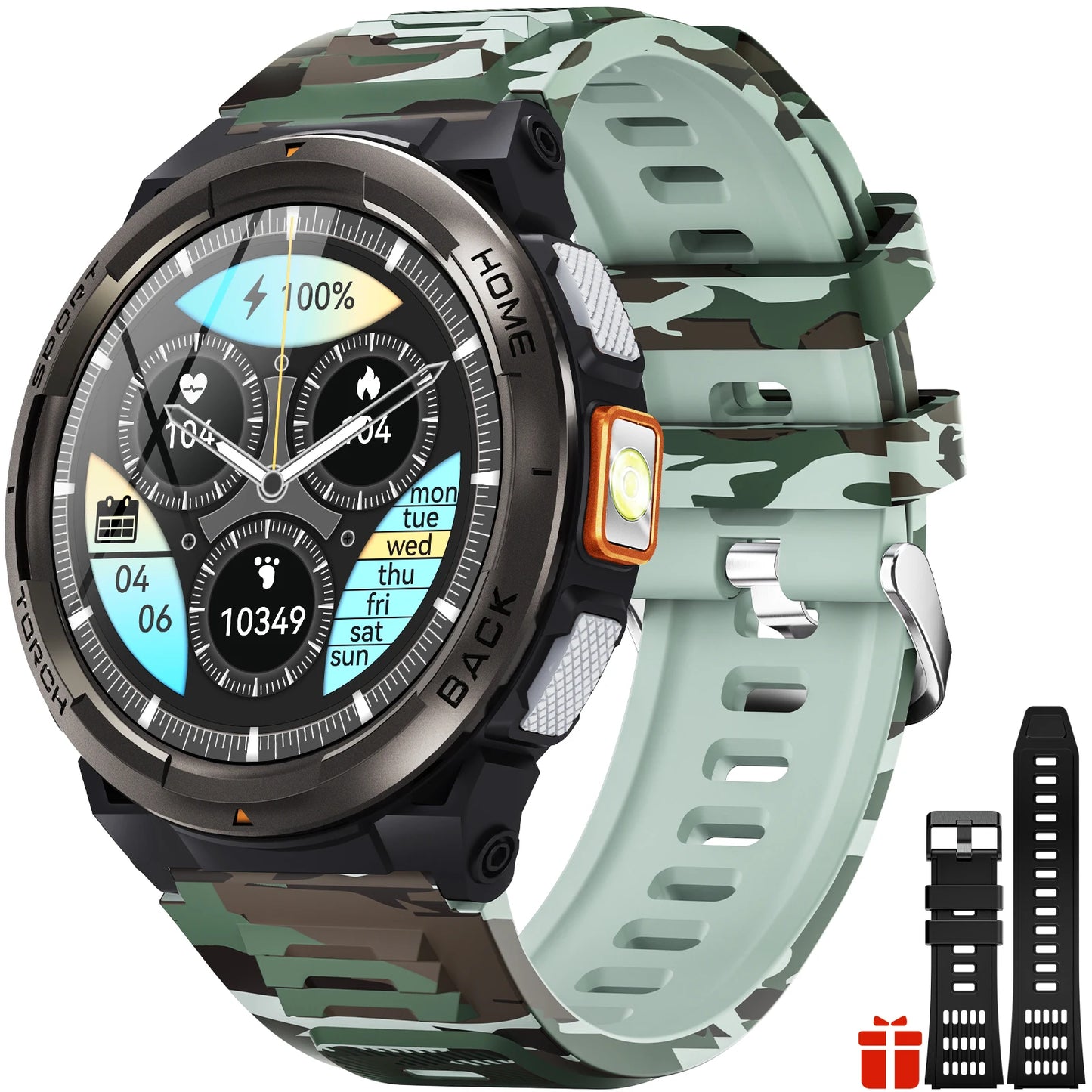 EIGIIS 1.45 Inch Smart Watch KE5 3ATM Waterproof Original Design Sports Watch With Compass And Altitude Barometer LED Flashlight