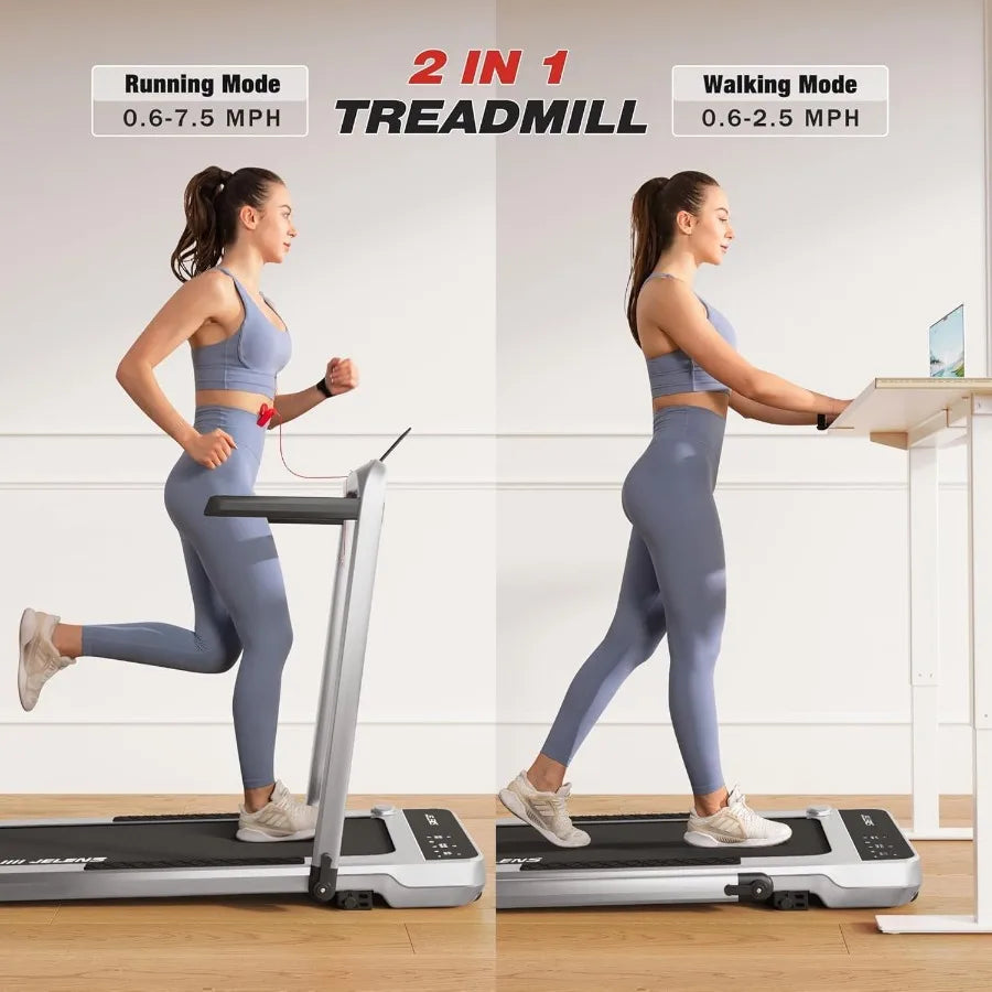 Home Walking Pad Treadmill with Incline 2.5HP Folding Treadmill 330LBS Capacity 2-in-1 Portable Walking Pad with Handle Bar Ges