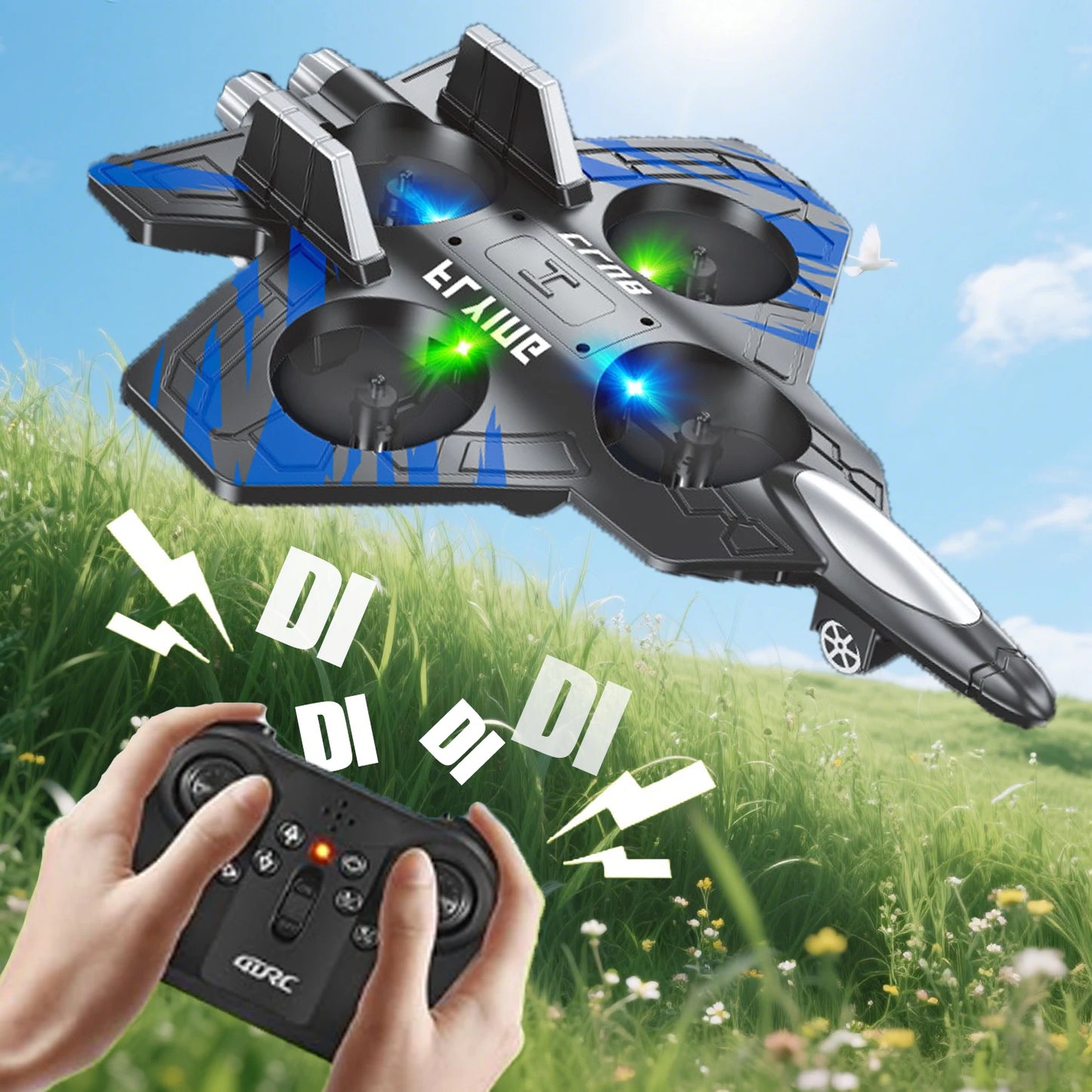 Stunt Drone 360° Flip, 2.4GHz RC Fighter Jet, Remote Control Drone with 1800mAh USB Charging, Christmas and Halloween Gift