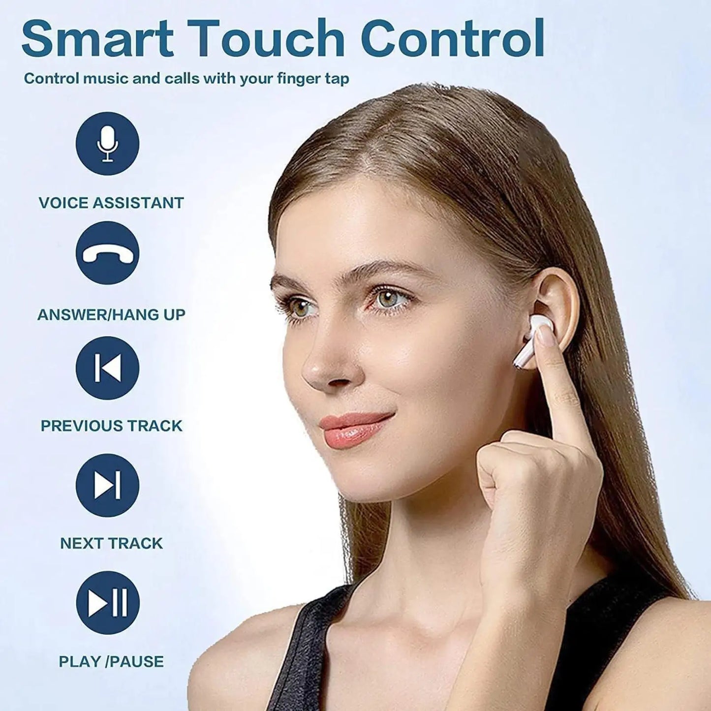 Portable Wireless Audio Headset Bluetooth 5.4 Earphones 3D Stereo Wireless EarBuds with USB-C Charging Case Sports, Audio Calls