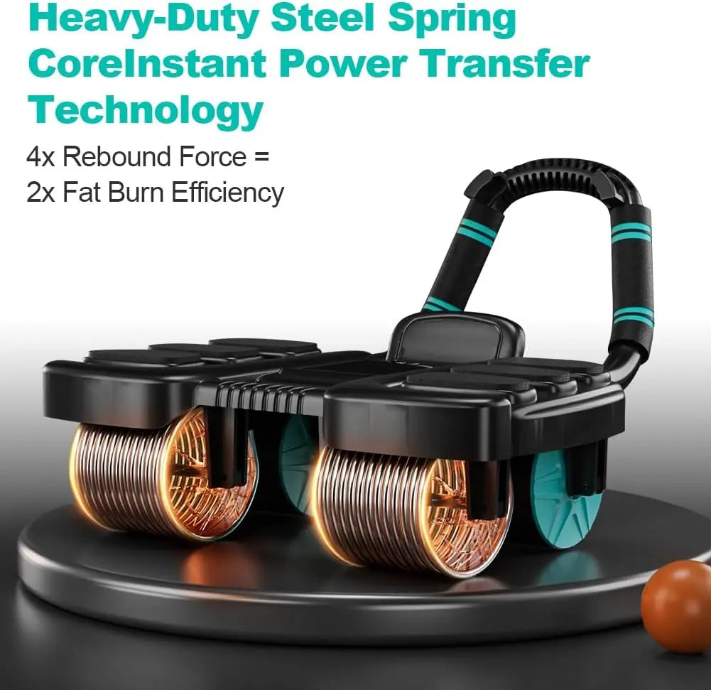 Automatic Rebound Ab Roller Wheel with Elbow Support 4-Wheel Design Core Exercise Equipment for Home Gym Abdominal Workout Machi