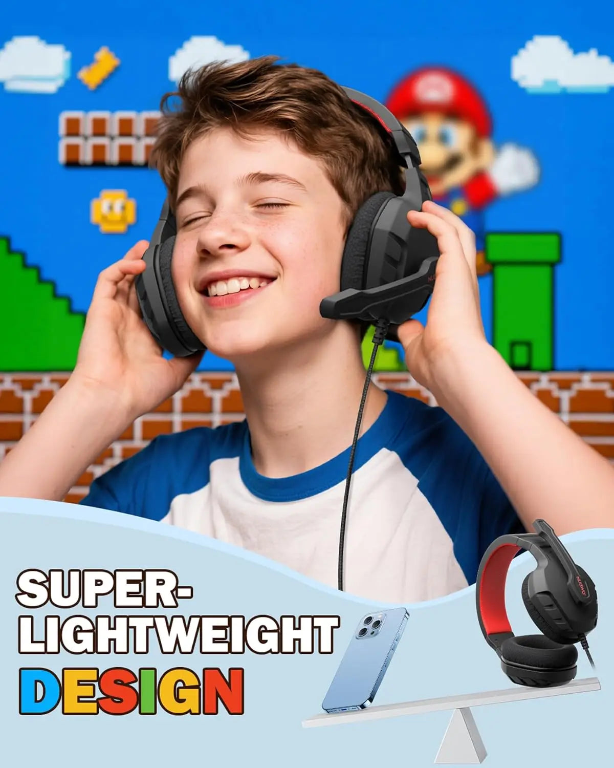 NUBWO U3 Headsets Gamer with Microphone Clear Call Microphone Volume Control Kids Gaming Headphones for PC PS4 PS5 Mac IPad Xbox