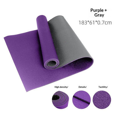 PVC Yoga Mat Extra Large Non Slip High Density Thick Shock Absorbing Quiet Gym Fitness  Professional Home Men Women Black