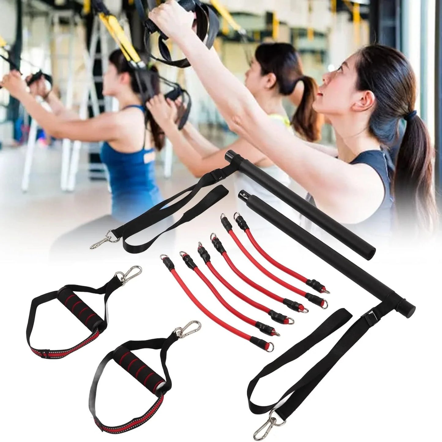 with Resistance Bands, Multi Purpose Yoga  , Adjustable  Gym  Resistance  , Yoga Pull   for  Training