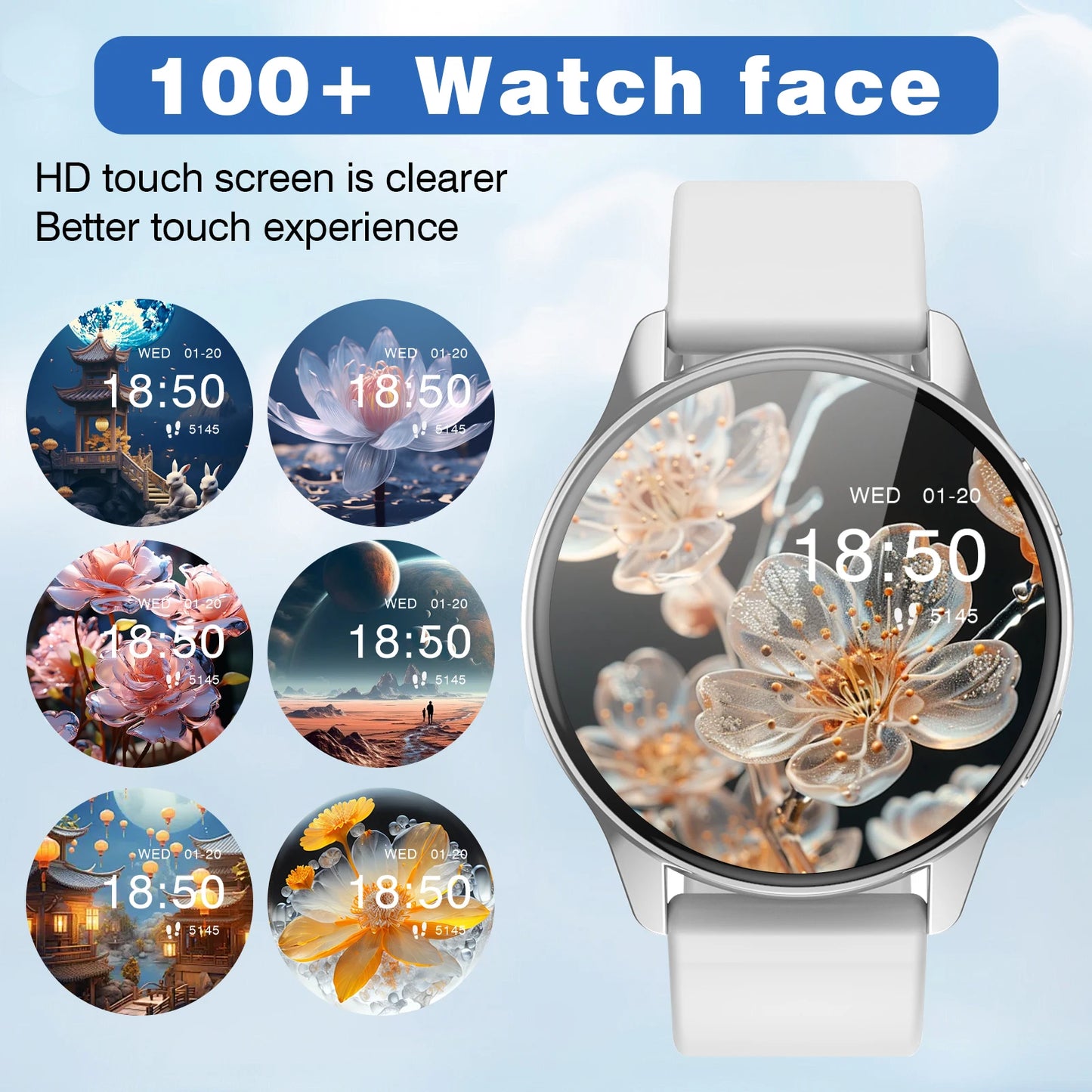 2026 Smartwatch, call reminder/rejection, message reminder view, multi-sport mode, music playback, suitable for men/women