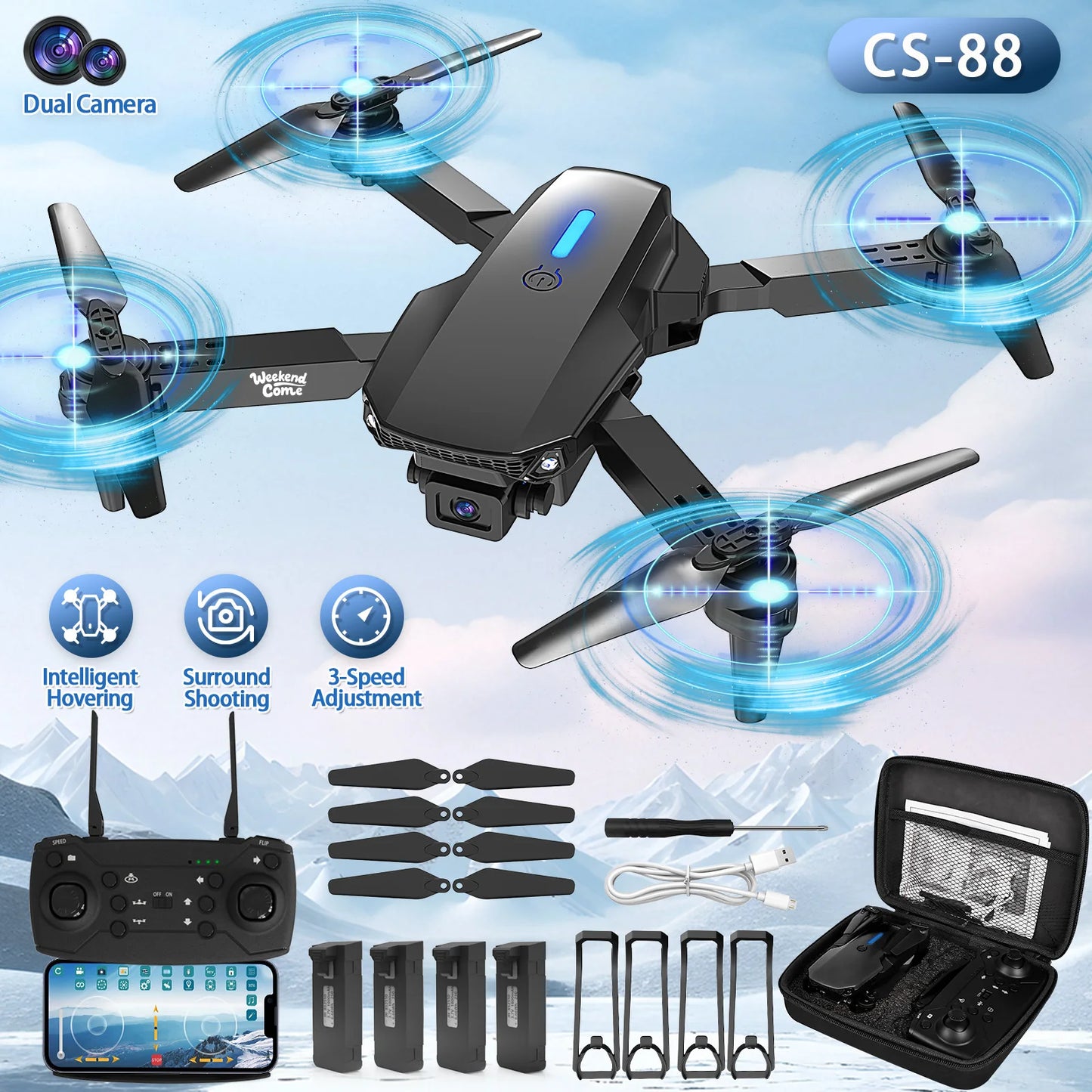 Beginner-friendly E88E99 drones, high-end drones, and foldable remote-controlled drones equipped with cameras