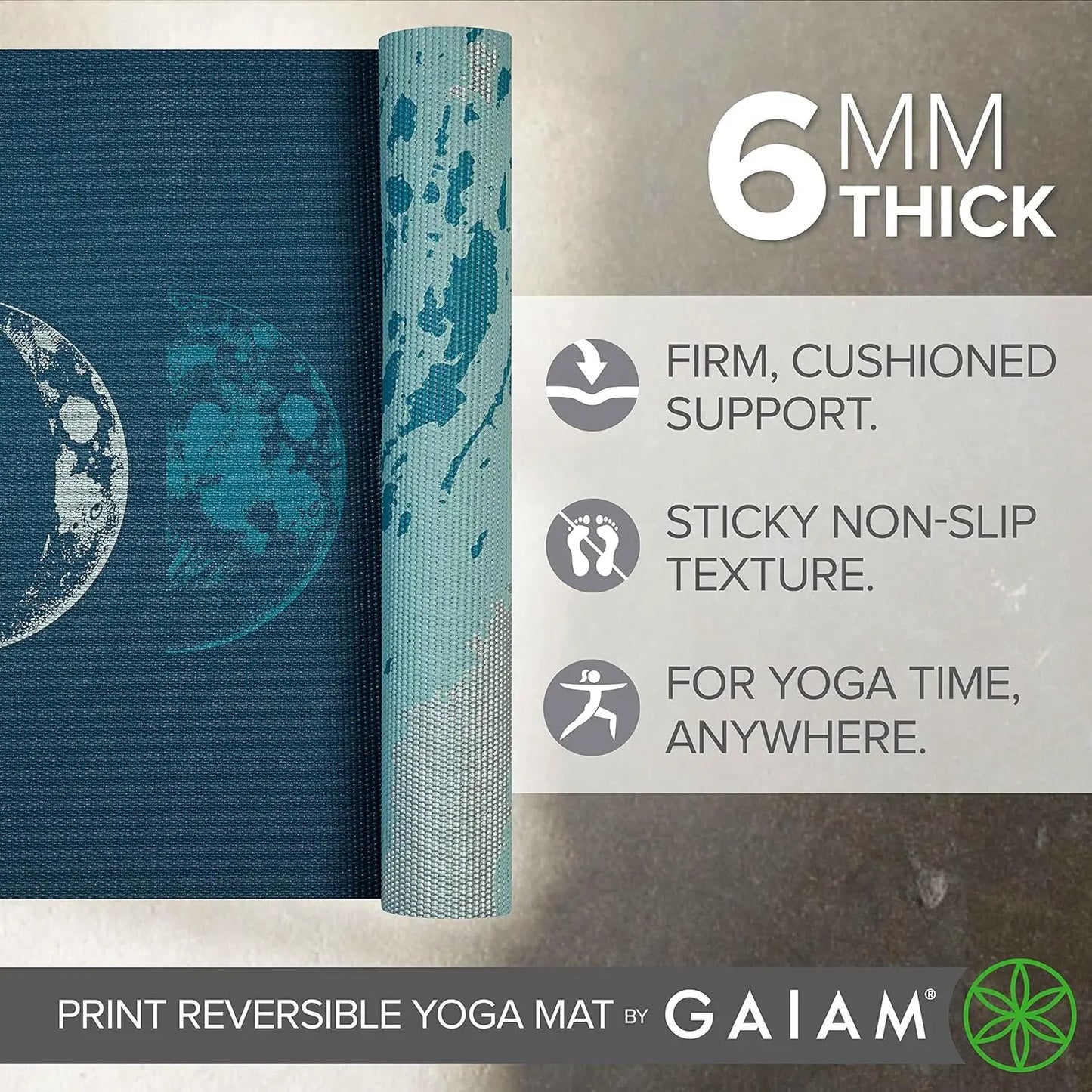 Premium 6mm Thick Reversible Non-Slip Yoga Mat for All Workouts, Extra Cushioning and Grip, 68x24 Inches