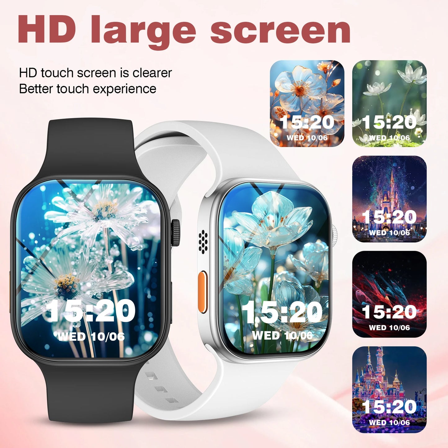 Smart watch, customizable dial, multiple sports modes, answer/make calls, message reminders, suitable for both men and women