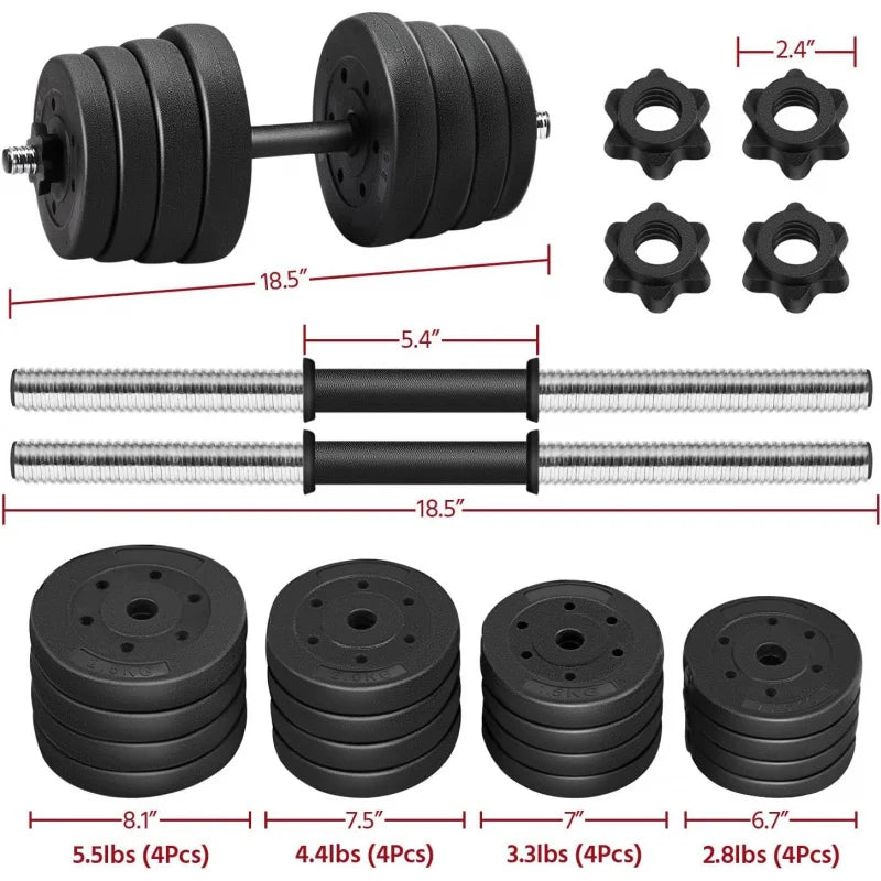 Adjustable Dumbbells Weight Set Dumbbell Weights Exercise Fitness Equipment w/4 Spinlock Collars for Home Gym Strength Training