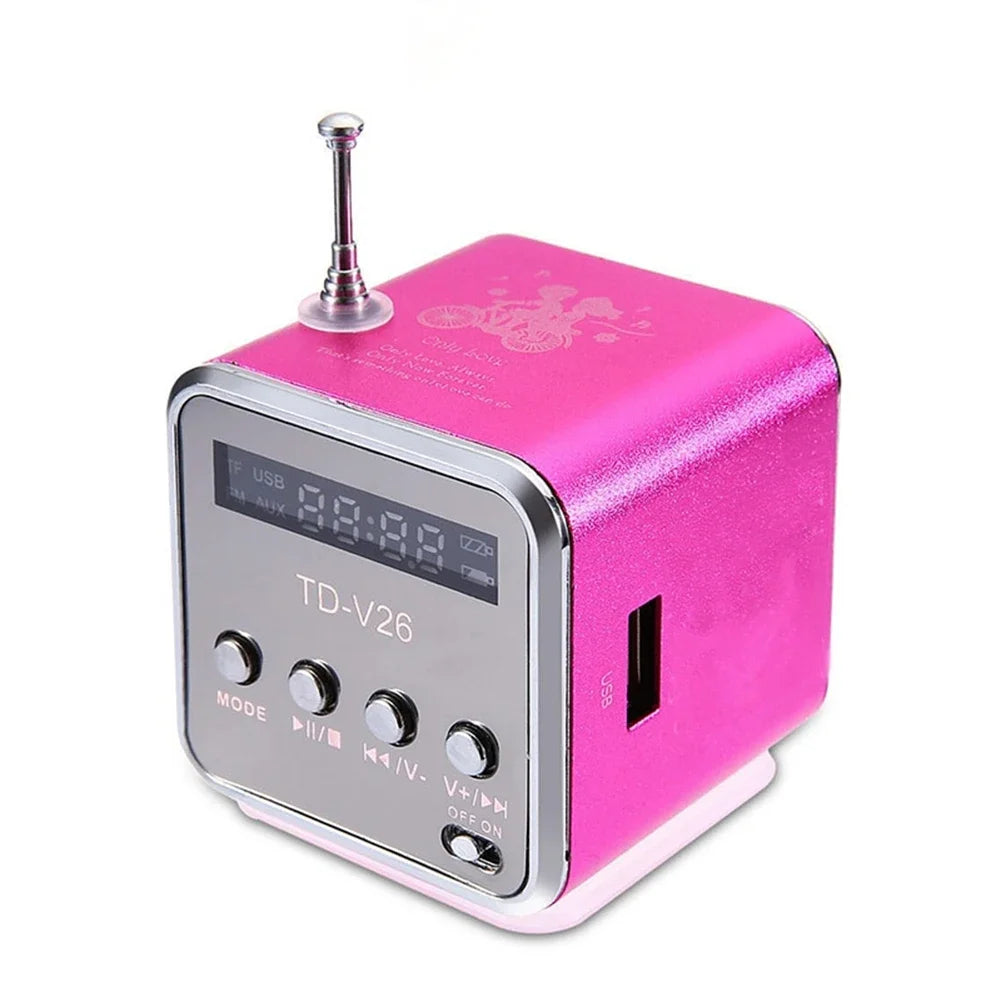 TD-V26 Mini Bluetooth Speaker with FM Radio MP3 Player LED Display and TF Card Support in Portable Design