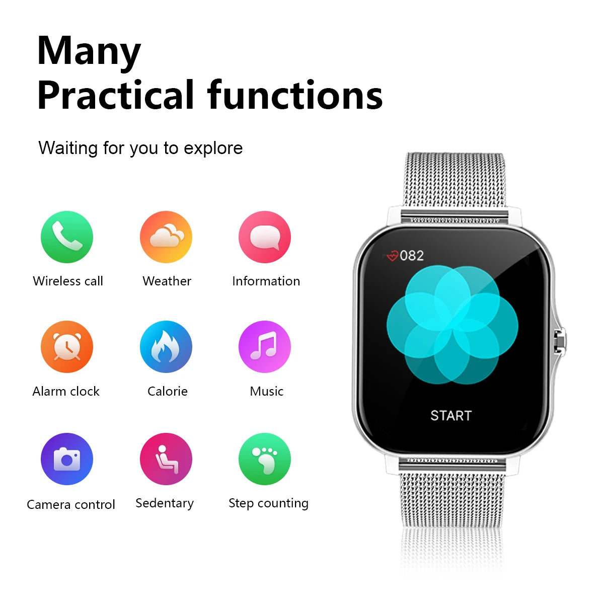 Smart watch wireless calling/dial Sport mode calling reminder and rejection fitness monitoring for iPhone/Android