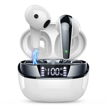 Wireless Earbuds, Bluetooth 5.3 Headphones In Ear with Dual Mic, 35H Wireless Earphones Sport with ENC Noise Canceling Mic.
