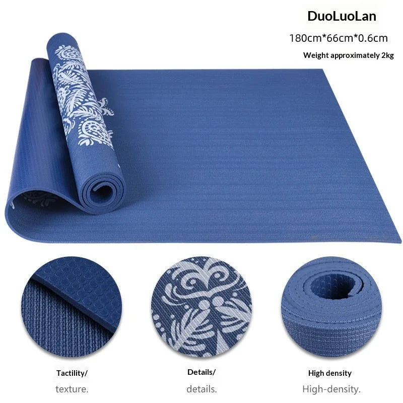 PVC Yoga Mat Extra Large Non Slip High Density Thick Shock Absorbing Quiet Gym Fitness  Professional Home Men Women Black