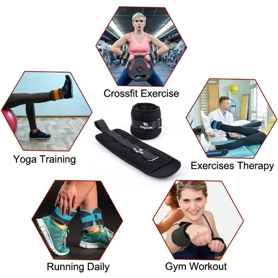 Ankle Weights for Women, Men and Kids 12Lbs Pair (6lb x 2) Black Strength Training Wrist/Leg/Arm Weight with Adjustable Strap fo