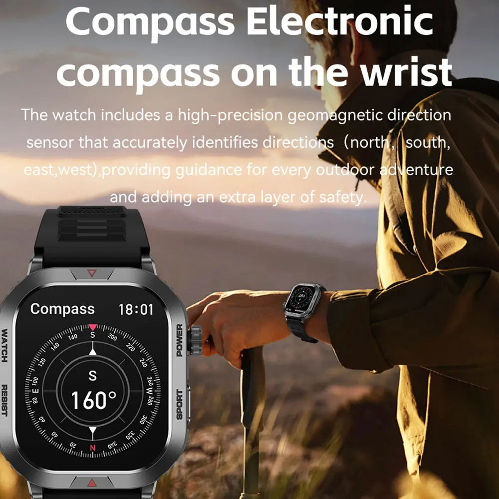 2025 New in Rugged Military GPS Smart Watch Men Bluetooth Call Health Monitoring AI Voice Sports Waterproof Smartwatches Women